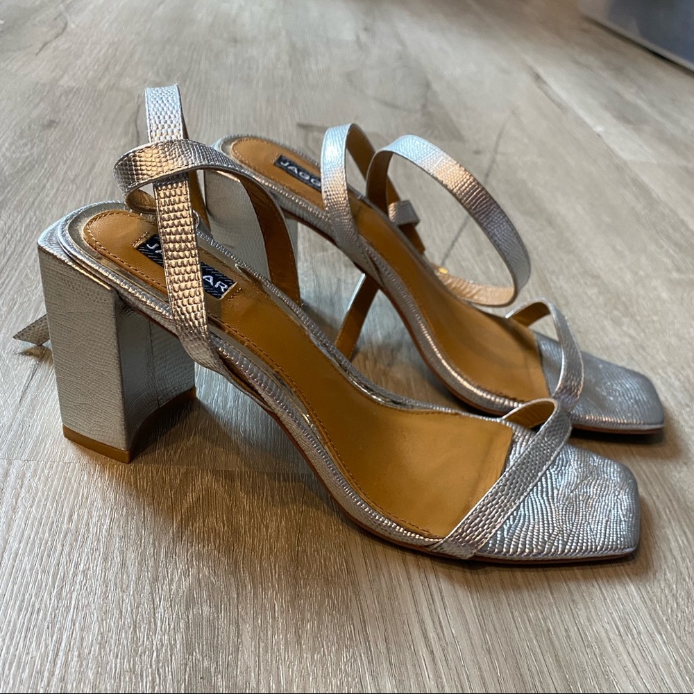 Silver Snake Strap Heels